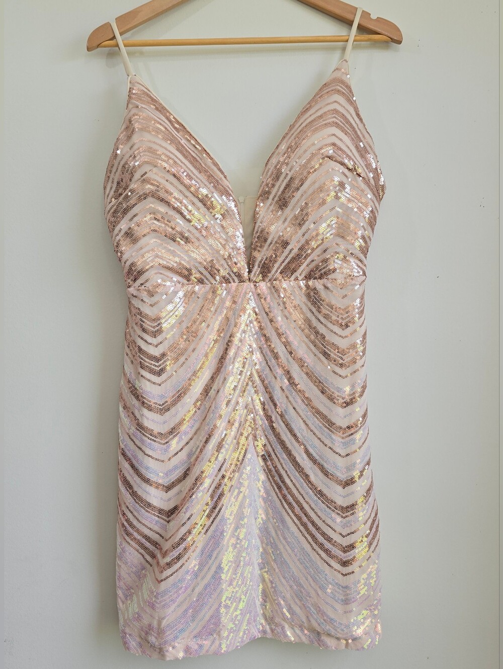 Miss Ord Sequin Chevron Bodycon Mini Dress Size 0XL Hoco Homecoming Y2K
